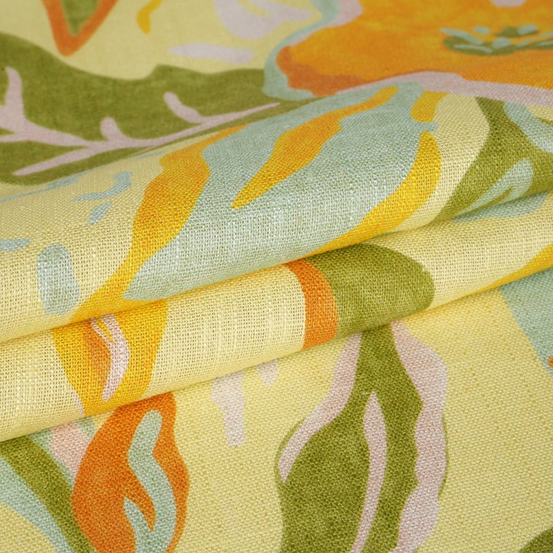 透气亚麻数码喷墨打印面料